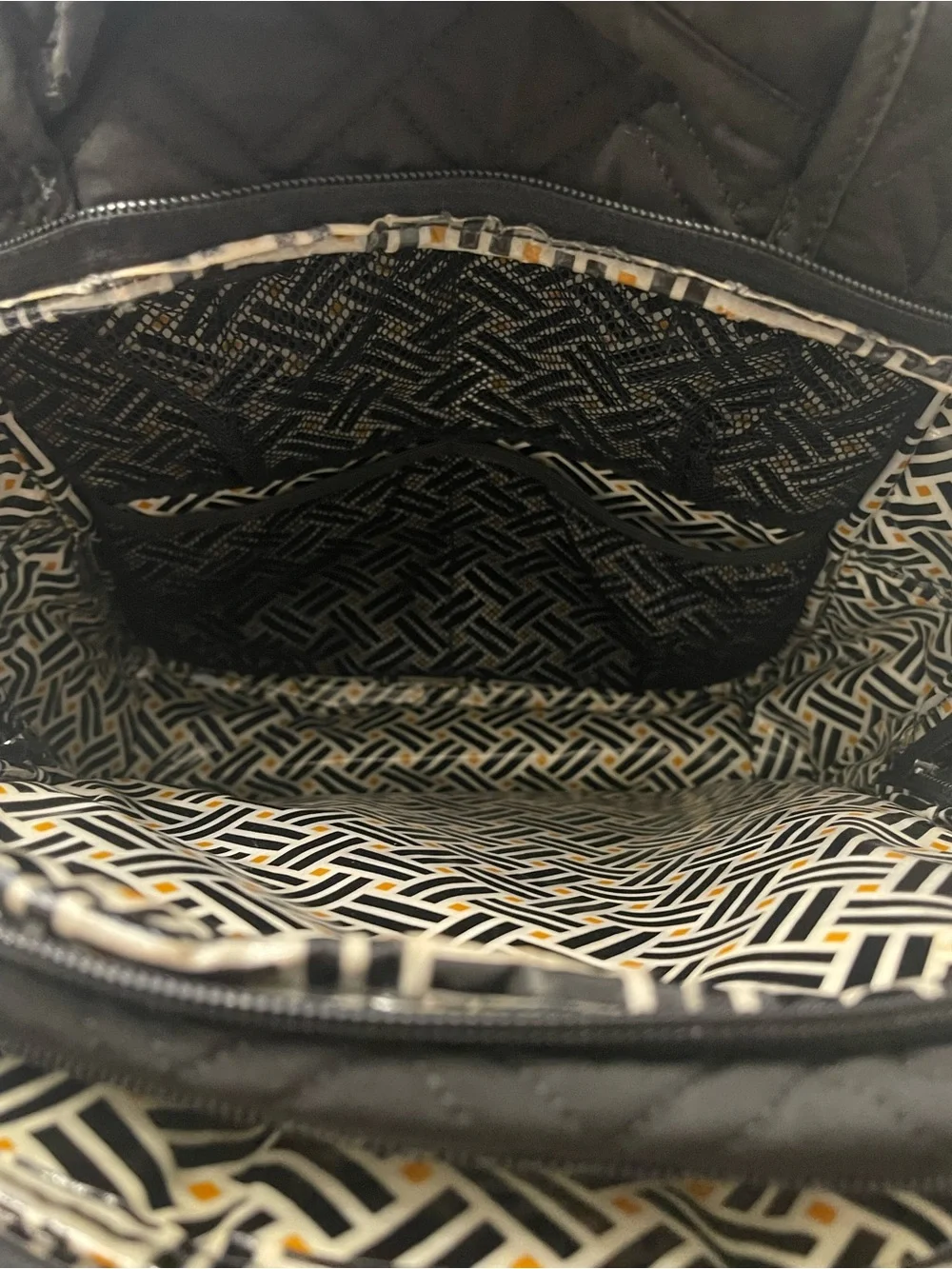Vera Bradley Black Microfiber Quilted Backpack Diaper Bag Travel Tote